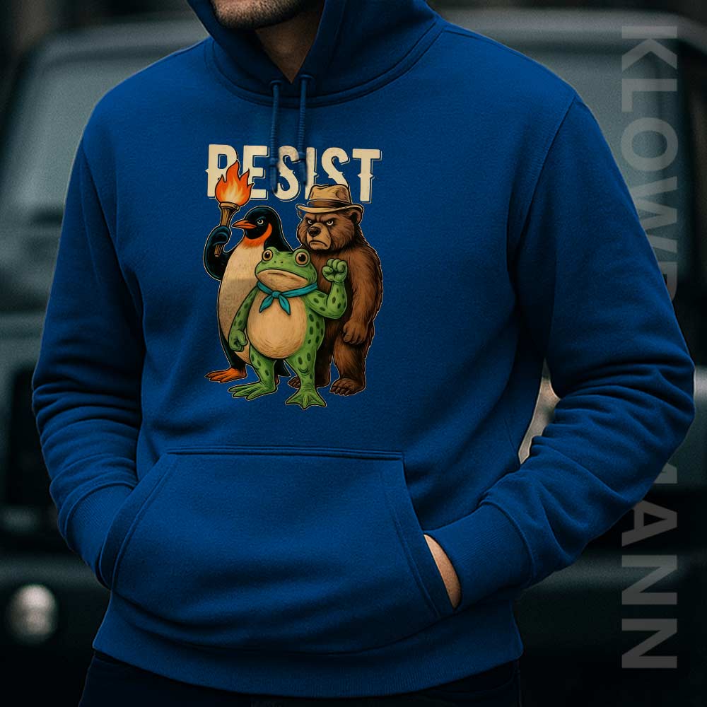Resist Portland Frog, Bear, Penguin Hoodie