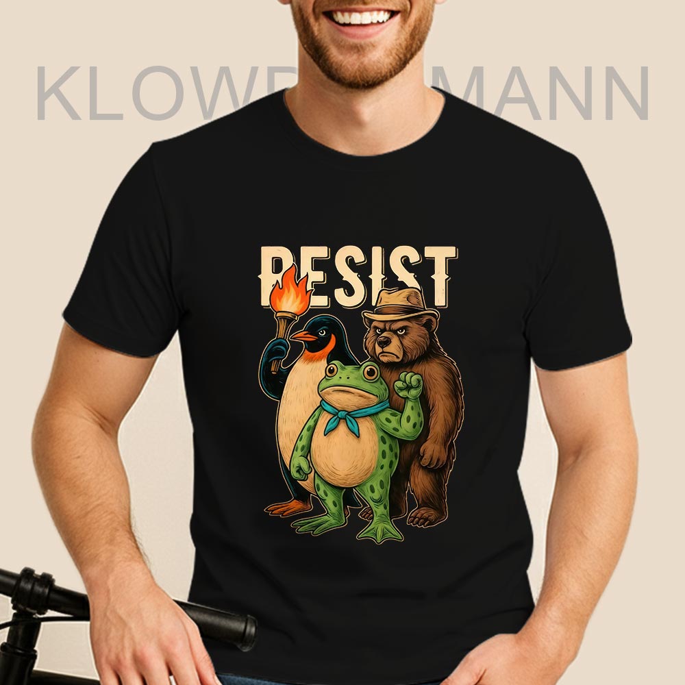 Resist Portland Frog, Bear, Penguin Shirt