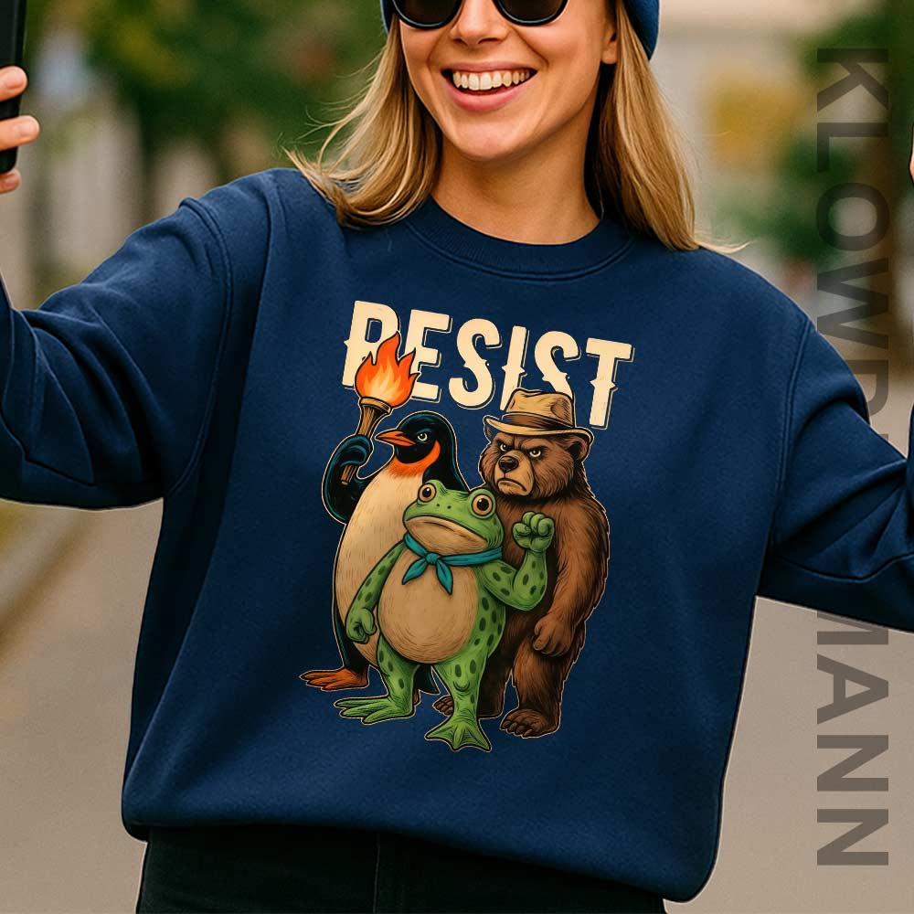 Resist Portland Frog, Bear, Penguin Sweatshirt