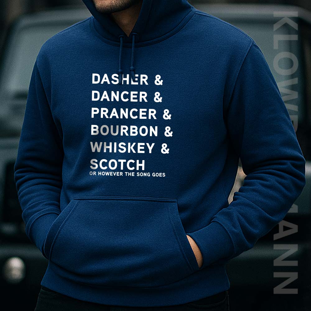 Dancer, Prancer and Whiskey, Bourbon and Scotch Hoodie
