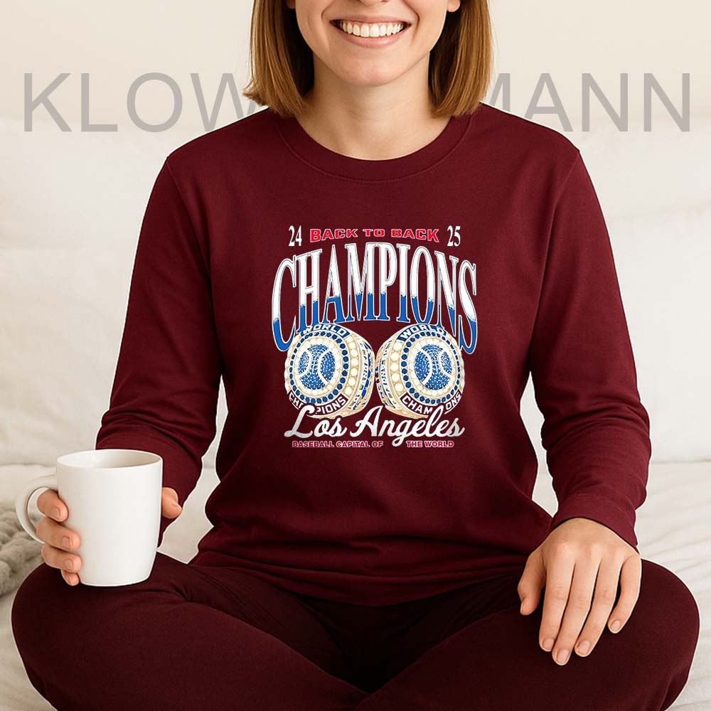 LA Dodgers Back to Back Champs 2024-2025 Long Sleeve, Baseball Capital of The World