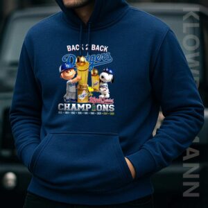Dodgers Back 2 Back Champions World Series 2024-2025 Hoodie, Charlie Brown and Snoopy, Los Angeles Dodgers