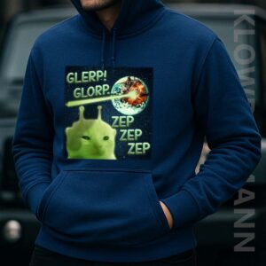 Glerp Glorp Alien Cat Meme Hoodie, Zep Zep Zep