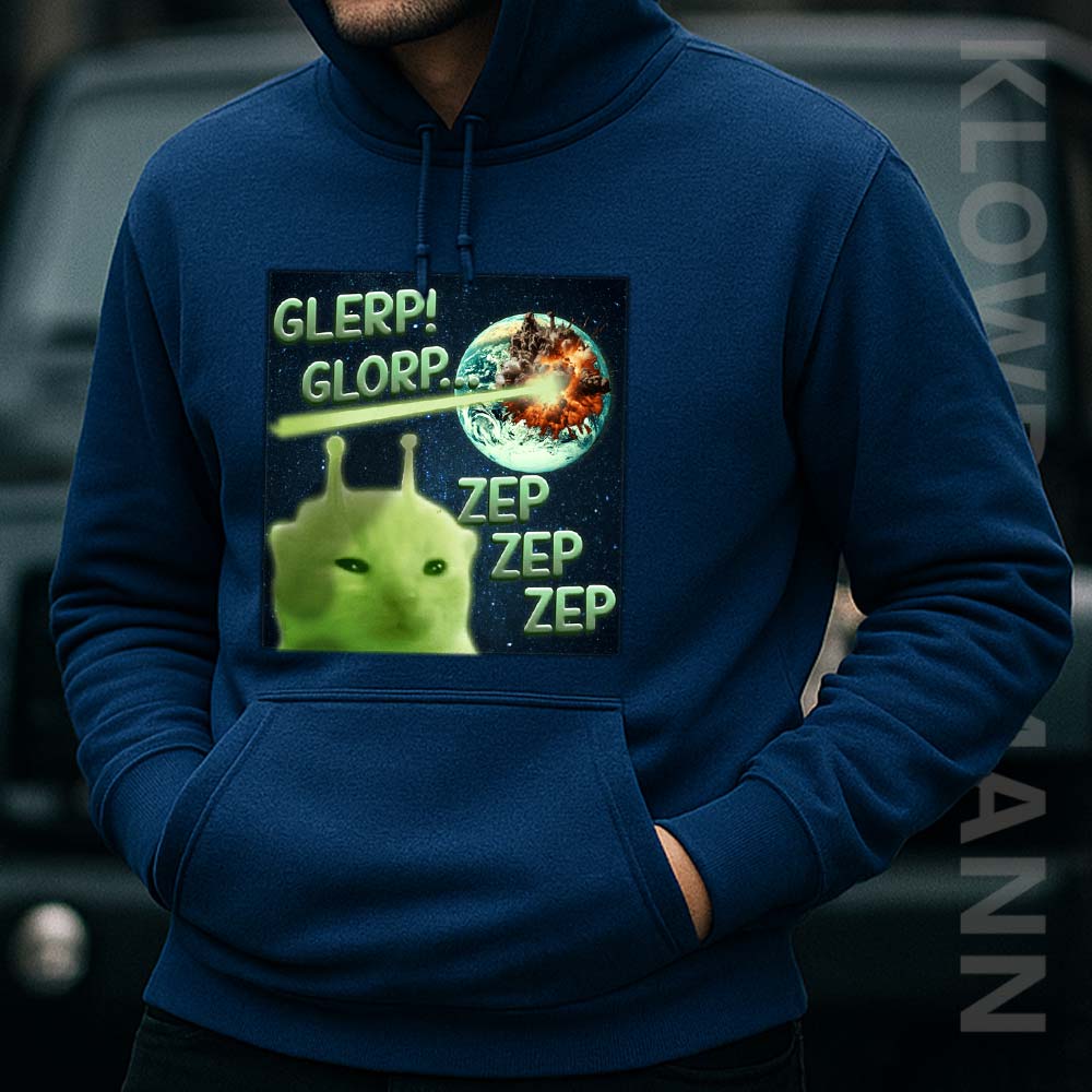 Glerp Glorp Alien Cat Meme Hoodie, Zep Zep Zep