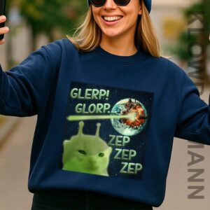 Glerp Glorp Alien Cat Meme Sweatshirt, Zep Zep Zep