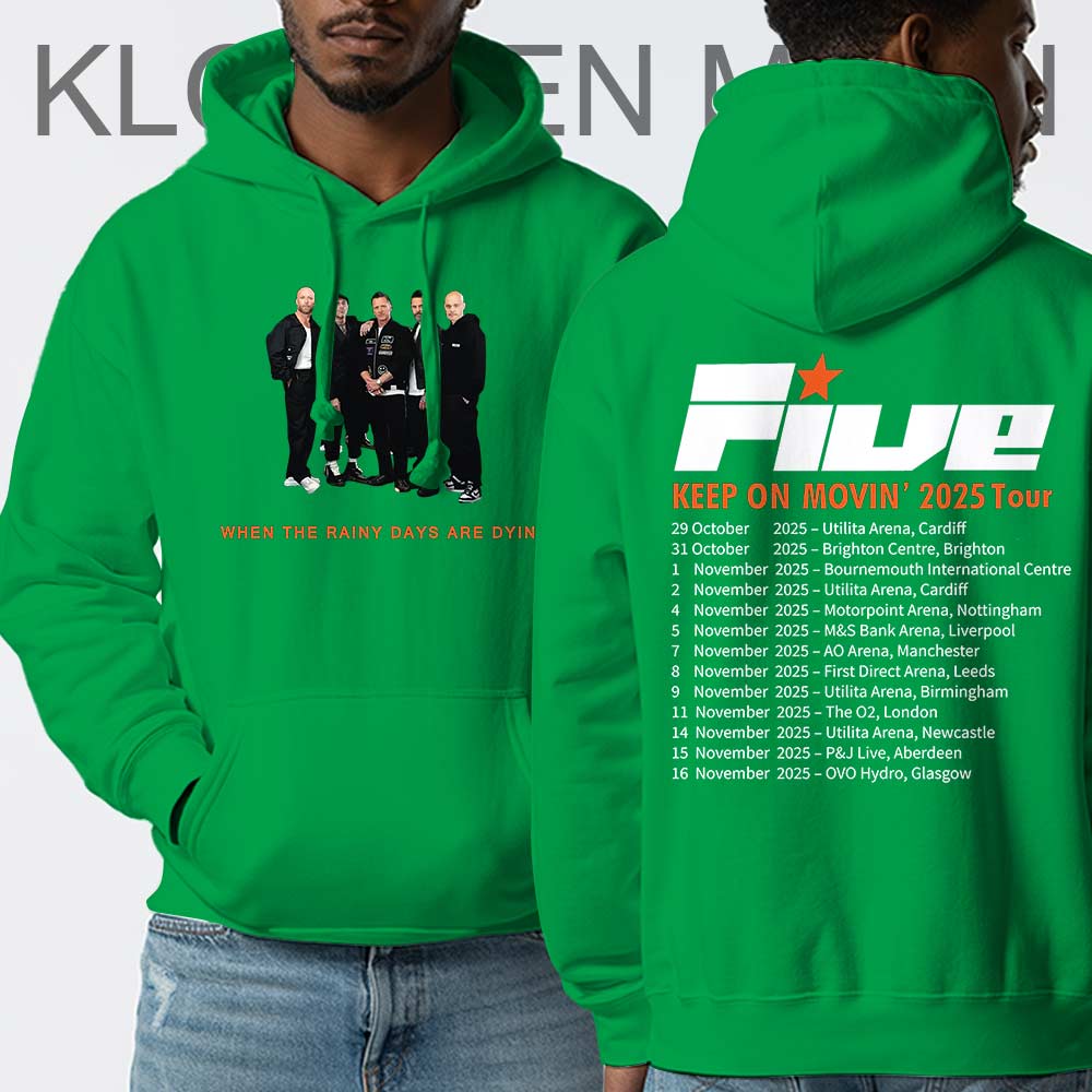 Keep on Movin 2025 Tour Hoodie, Glitter Print Five Boy Concert