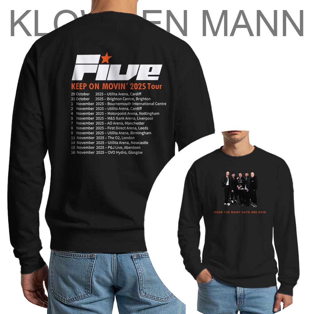 Keep on Movin 2025 Tour Long Sleeve, Glitter Print Five Boy Concert