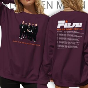 Keep on Movin 2025 Tour Long Sleeve, Glitter Print Five Boy Concert