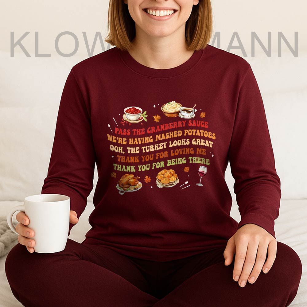 Thanksgiving Dinner Long Sleeve, Pass The Cranberry Sauce