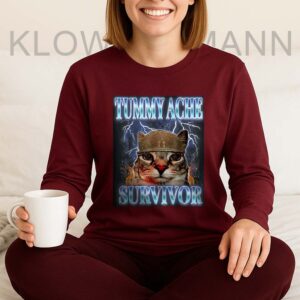 Tummy Ache Survivor Cat Meme Long Sleeve