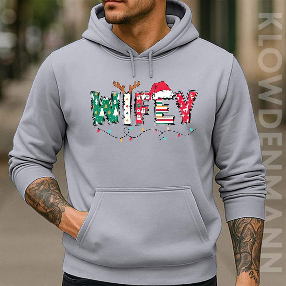Wifey Hubby Christmas Hoodie, For Couple
