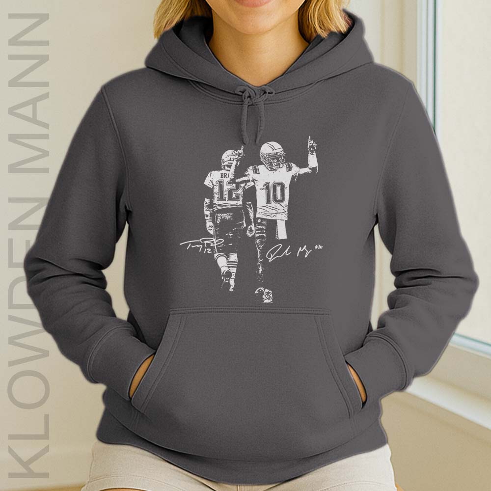 Drake Maye and Tom With Signature Hoodie, New England Patriots