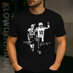 Drake Maye and Tom With Signature Shirt, New England Patriots