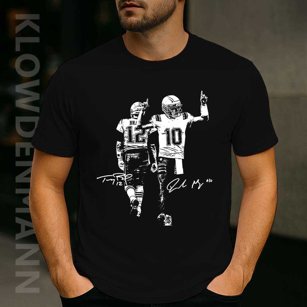 Drake Maye and Tom With Signature Shirt, New England Patriots