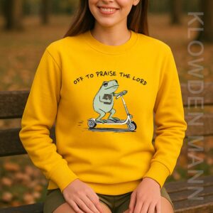 Off To Praise The Lord Sweatshirt, Funny Christian Frog