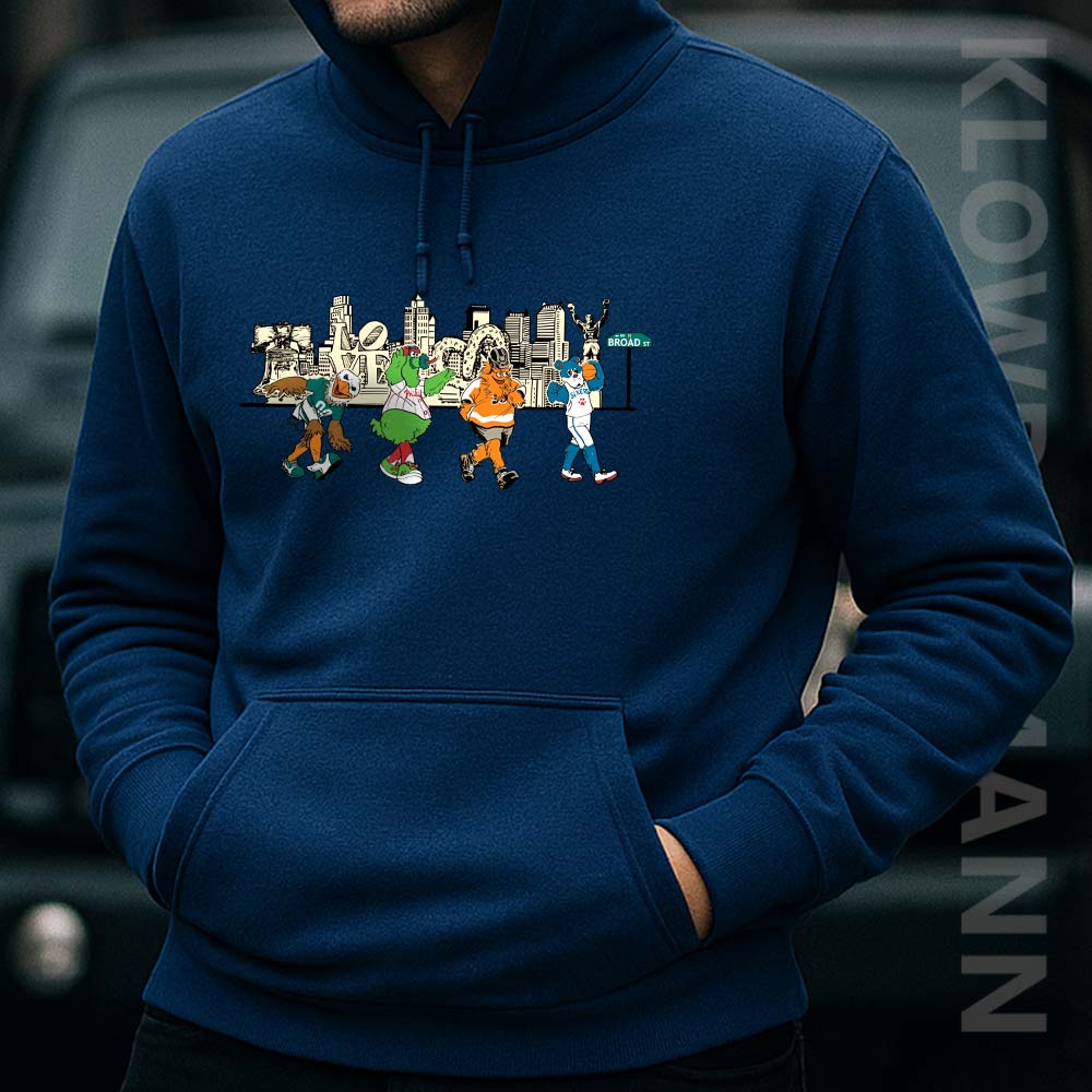 Philly Mascot Skyline Hoodie, Philadelphia Eagles