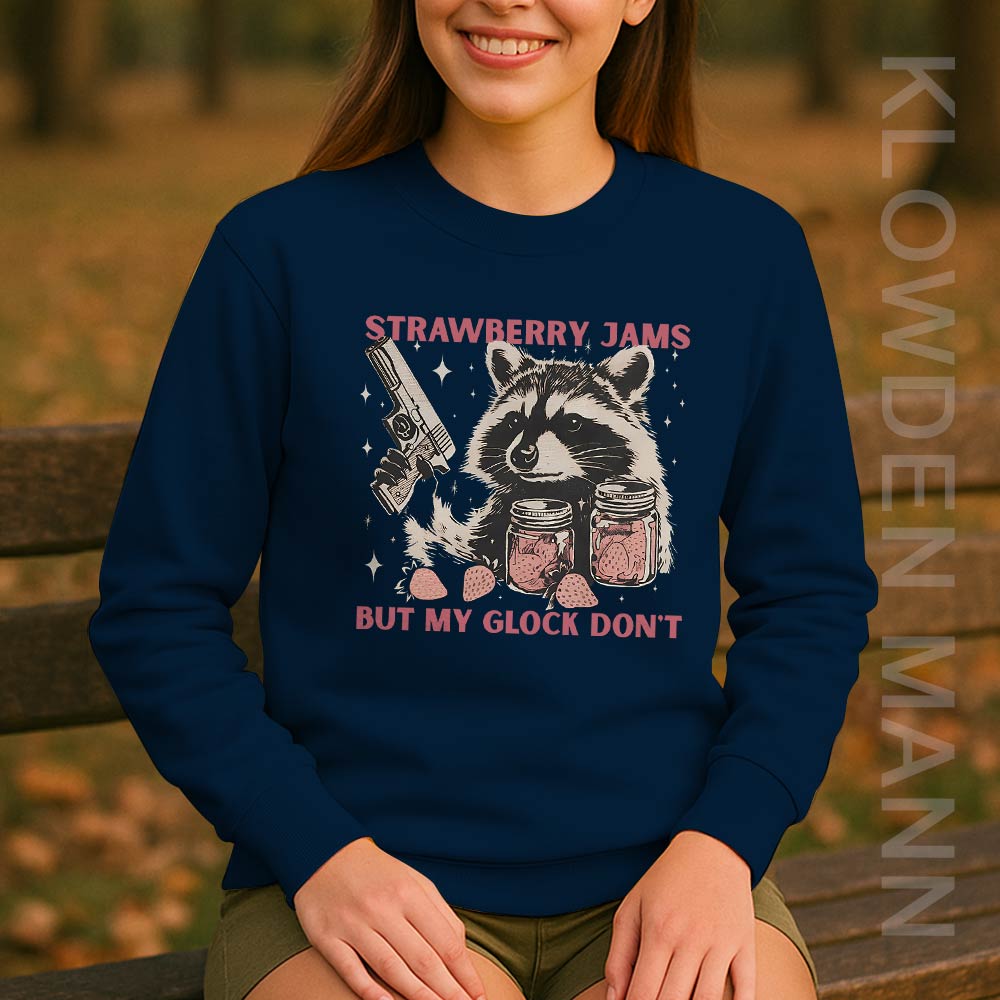 Strawberry Jams Raccoon But My Glock Don't Sweatshirt