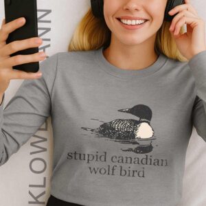 Stupid Canadian Wolf Bird Long Sleeve, Hockey Romance LGBT