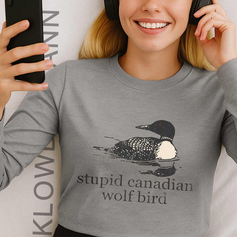 Stupid Canadian Wolf Bird Long Sleeve, Hockey Romance LGBT