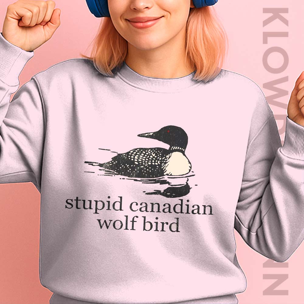 Stupid Canadian Wolf Bird Sweatshirt, Hockey Romance LGBT