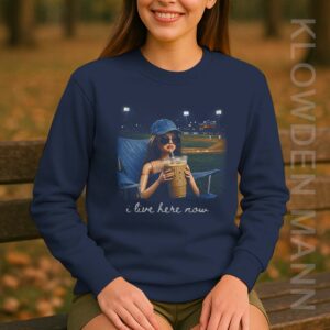 I Live Here Now Sweatshirt, Doll Funny Ballfield Dark